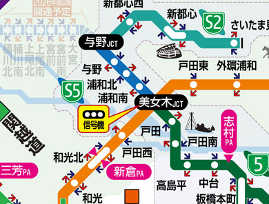 美女木付近の地図