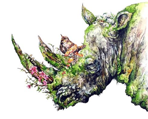 魔法の世界の生き物のよう 動物と植物が調和したファンタジーな