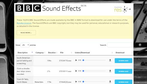 BBC Sound Effects サウンドエフェクト 公開 アーカイブ