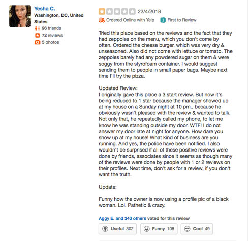 レストランの配達を利用した女性が低評価の口コミを投稿　夜に店舗マネージャーが自宅に押しかけ