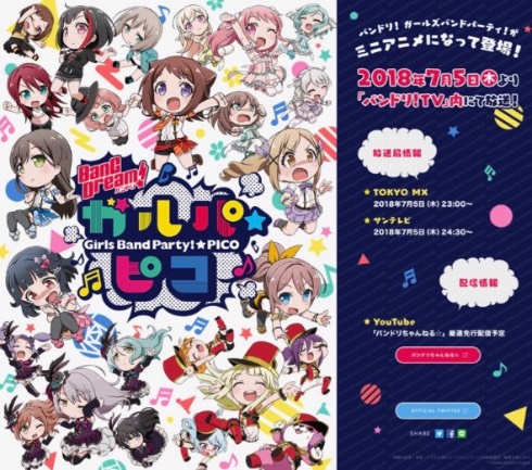 ガルパのキャラたちが可愛らしく登場する「ガルパ☆ピコ」（公式サイトから）
