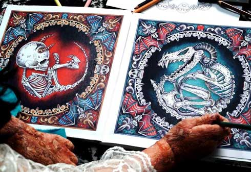 グロテスク 怖い ぬり絵 Beauty of Horror