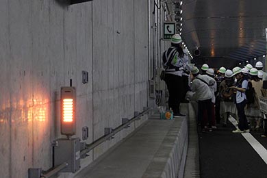 誘導灯は一定の間隔で配置されている