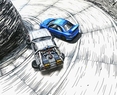 インを攻める両車