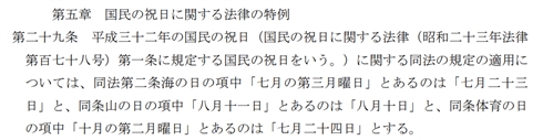 五輪開会／閉会式に合わせ祝日移動　あおりを受け10月の祝日消滅