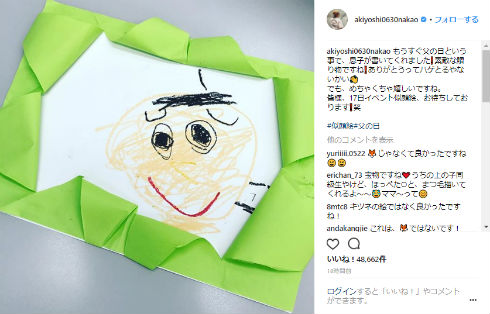 中尾明慶 仲里依紗 子ども 父の日 似顔絵 きつね Mii 任天堂