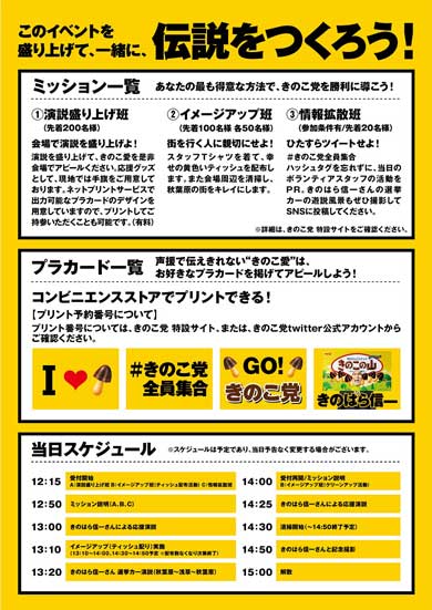 きのこ党全員集合 きのこの山 国民総選挙2018 篠原信一 大粒願掛け幸せきのこの山