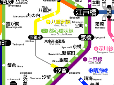 あべっち　JR路線図ふう高速道路マップ　東京高速道路