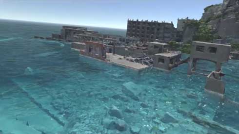 海面 10m上昇 軍艦島 VR