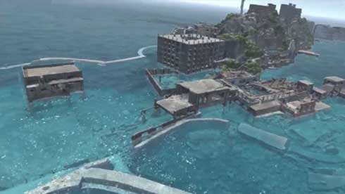 海面 10m上昇 軍艦島 VR
