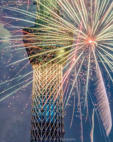スカイツリー 花火 写真 隅田川花火大会