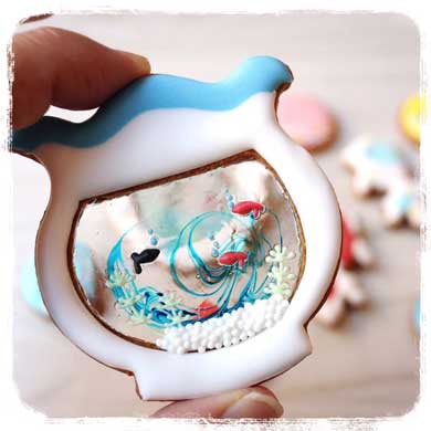 アイシングクッキー 妹 金魚鉢 飴細工 かわいい