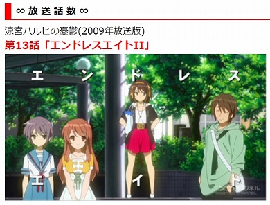 エンドレスエイト 88時間 ニコ生 一挙配信 長門有希 涼宮ハルヒの憂鬱 15532回 ループ 脱出