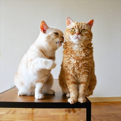 キャッチボールをするネコちゃん