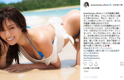 深田恭子 写真集 サーフィン 20冊目 ハワイ Blue Palpitations