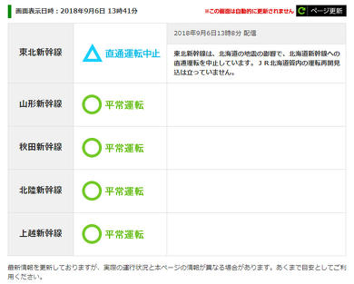2018年9月北海道地震 北海道新幹線