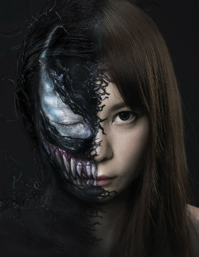 ヴェノム 中川翔子 しょこたん スパイダーマン JIRO 特殊メイク トム・ハーディ