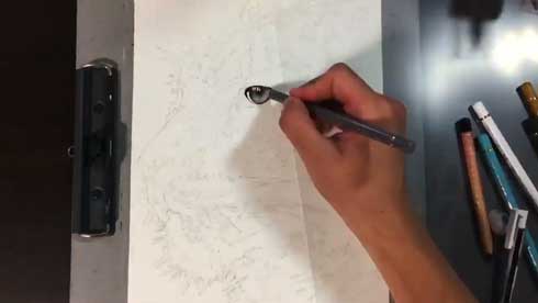 色鉛筆 ユキヒョウ リアル 絵 高校生 メイキング