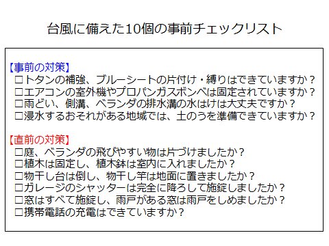 台風24号 関西電力 チェックリスト