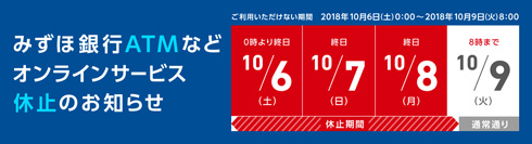 みずほ ATM 使えない 臨時休止