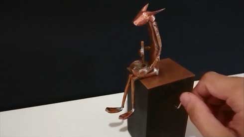 シャボン玉 吹く からくり人形 ハンドメイド 動く