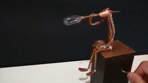 シャボン玉 吹く からくり人形 ハンドメイド 動く