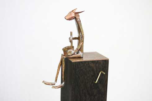 シャボン玉 吹く からくり人形 ハンドメイド 動く