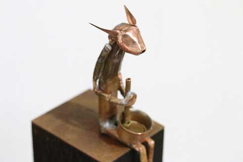 シャボン玉 吹く からくり人形 ハンドメイド 動く