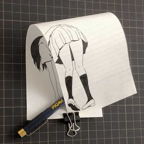 イヤフォン コード 絵 音楽を聴く女の子