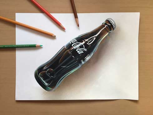オロナミンC 絵 リアル 色鉛筆 トリックアート