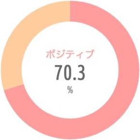 {'type':'pie'、'data':{'labels':['ポジティブ'、'ネガティブ']、'datasets':[{'data':[70.3、29.7]、'backgroundColor':['rgba(255、115、116、.7)'、'rgba(255、183、116、.7)']、'borderWidth':[0、0]}]、'illust':0}}