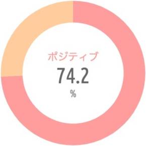 {'type':'pie'、'data':{'labels':['ポジティブ'、'ネガティブ']、'datasets':[{'data':[74.2、25.8]、'backgroundColor':['rgba(255、115、116、.7)'、'rgba(255、183、116、.7)']、'borderWidth':[0、0]}]、'illust':0}}