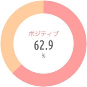 {'type':'pie'、'data':{'labels':['ポジティブ'、'ネガティブ']、'datasets':[{'data':[62.9、37.1]、'backgroundColor':['rgba(255、115、116、.7)'、'rgba(255、183、116、.7)']、'borderWidth':[0、0]}]、'illust':0}}