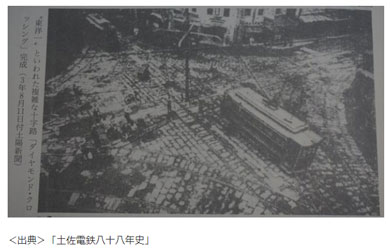 とさでん交通　路面電車　ダイヤモンドクロッシング　トリプルクロス　クラウドファンディング　昭和3年　はりまや交差点