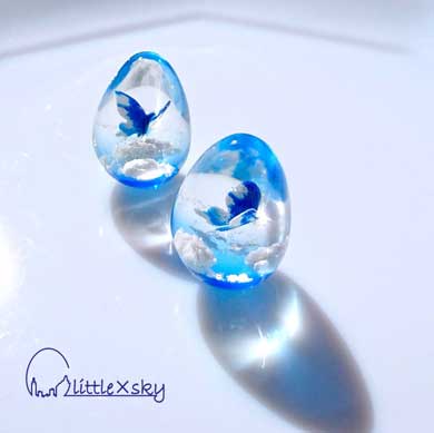 レジン 卵 タマゴ 空 雲 作品 ハンドメイド