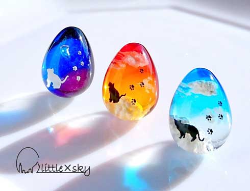レジン 卵 タマゴ 空 雲 作品 ハンドメイド