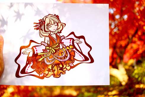 切り絵 風景 作品 アイドルマスター 古鉄 背景 紅葉 季節