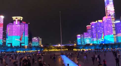 深セン ビル LEDマッピング 中国 改革開放40年 記念行事