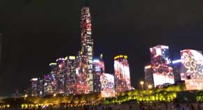 深セン ビル LEDマッピング 中国 改革開放40年 記念行事