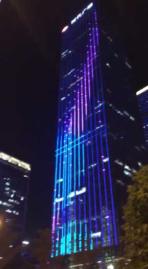 深セン ビル LEDマッピング 中国 改革開放40年 記念行事