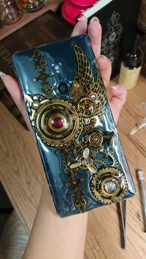 レジン スチームパンク スマホケース ハンドメイド