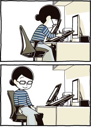 猫 漫画 たきりょうこ 膝に乗りたい 椅子 あるある