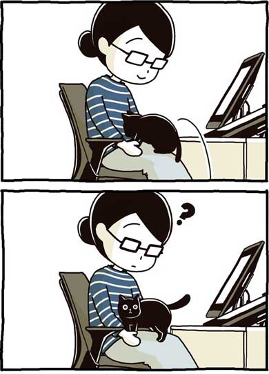 猫 漫画 たきりょうこ 膝に乗りたい 椅子 あるある