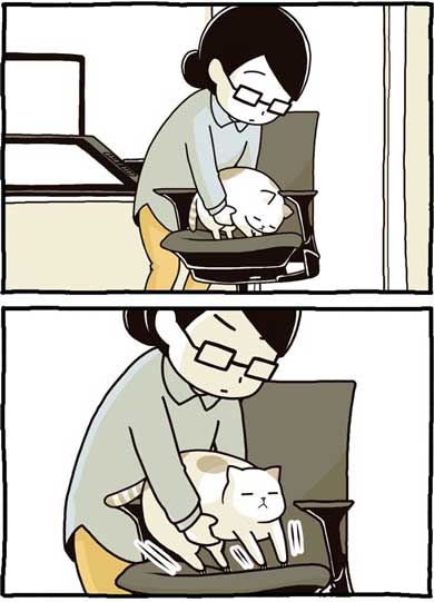 猫 漫画 たきりょうこ 膝に乗りたい 椅子 あるある