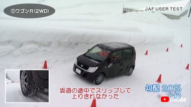 雪道 4WD 2WD テスト 実験 性能 JAF