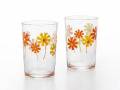 1970年代の昭和レトロなグラスを復刻販売　黄とオレンジの花柄が懐かしい