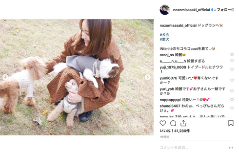 佐々木希 大政絢 犬 もふもふ ドッグラン 美女