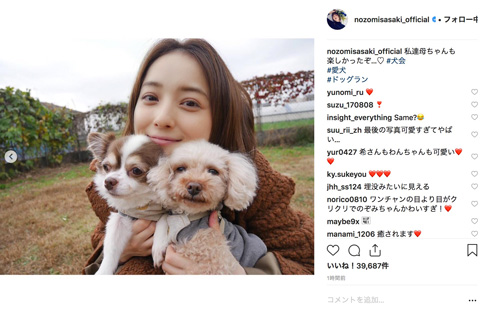 佐々木希 大政絢 犬 もふもふ ドッグラン 美女