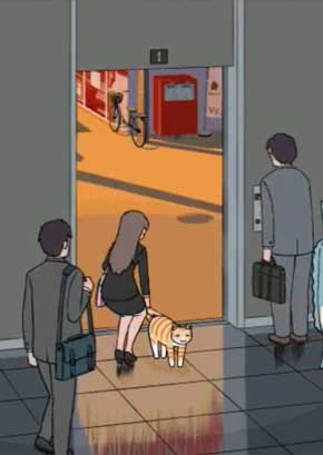 エレベーター 動物 GIF 動画 面白み ペンギン 猫