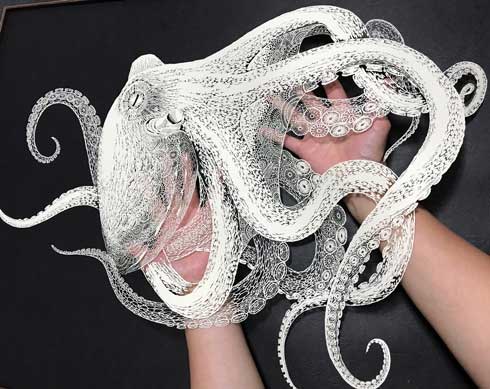 切り絵 タコ 海蛸子 切り剣 福田理代